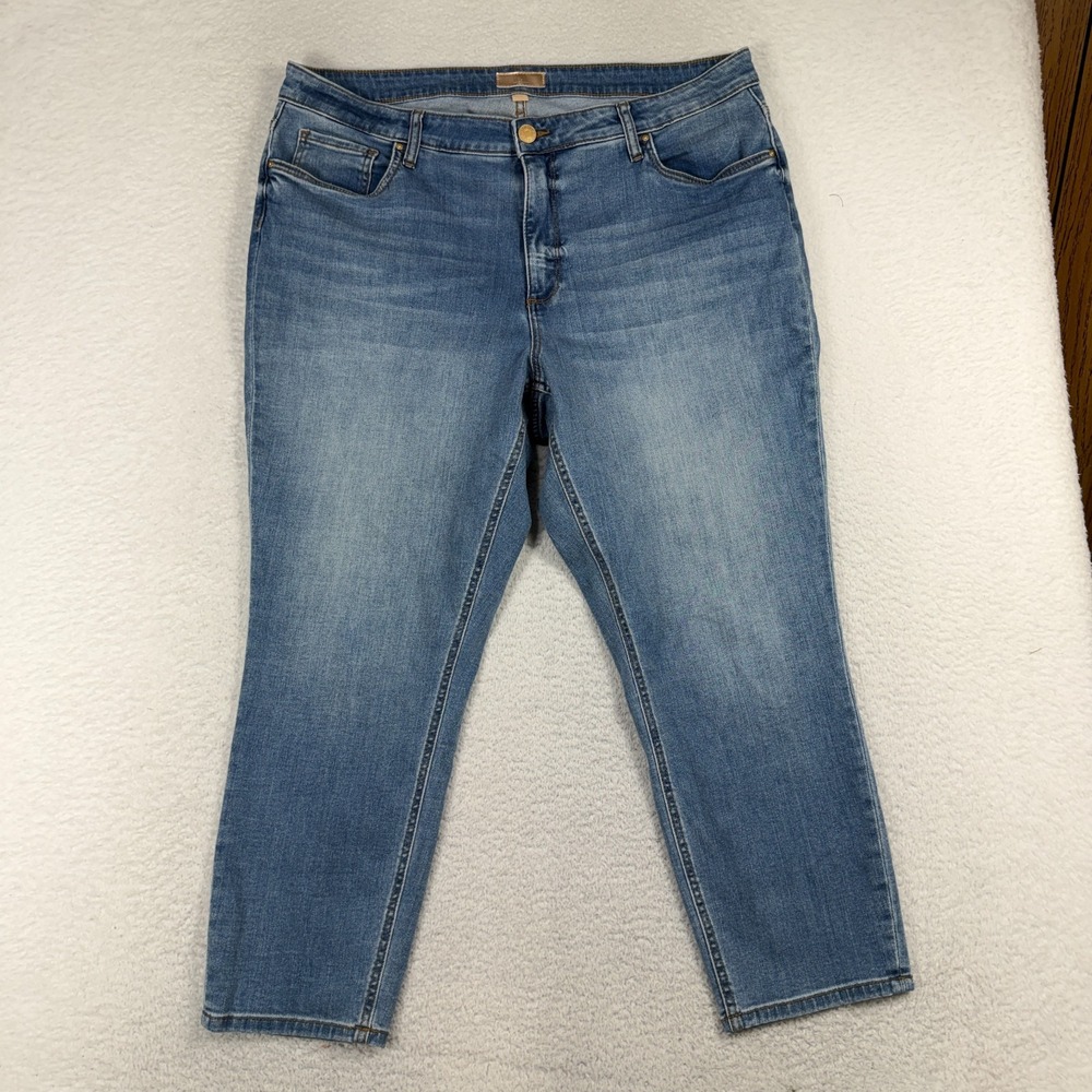 Kut from the Kloth Naomi Girlfriend Ankle Straight 18W (40x25) Jeans Blue Womens